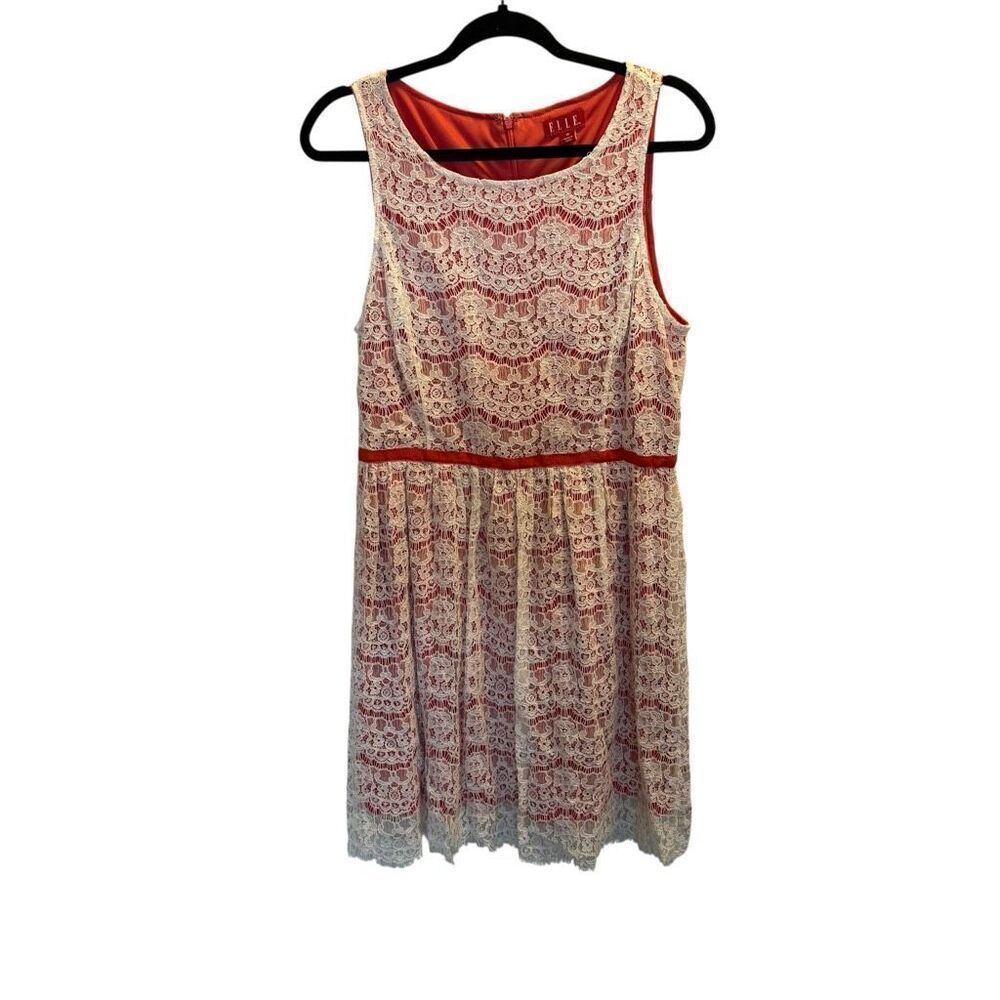 Elle pink and white lace dress new with tags size 10